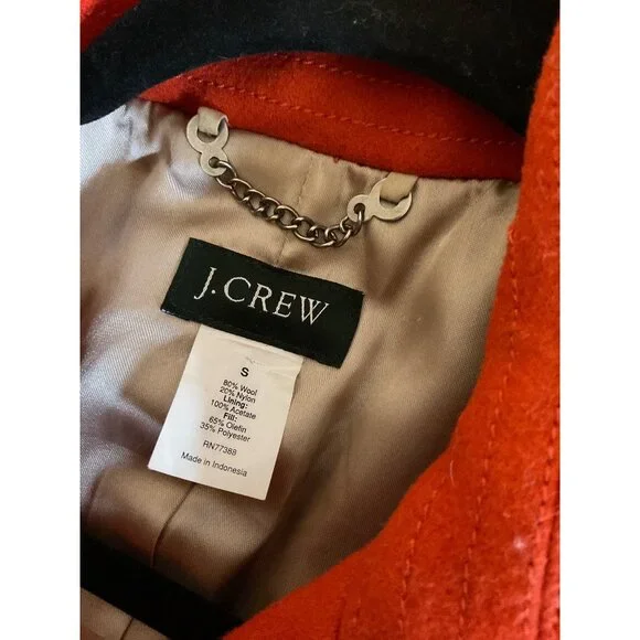 J. Crew Wool Blend Pea Coat Burnt Orange Double Breasted Coat Size S - Picture 5 of 6